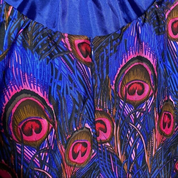 Britt Ryan Womens Blue Multicolor Silk Feather Print Blouse - Picture 6 of 8